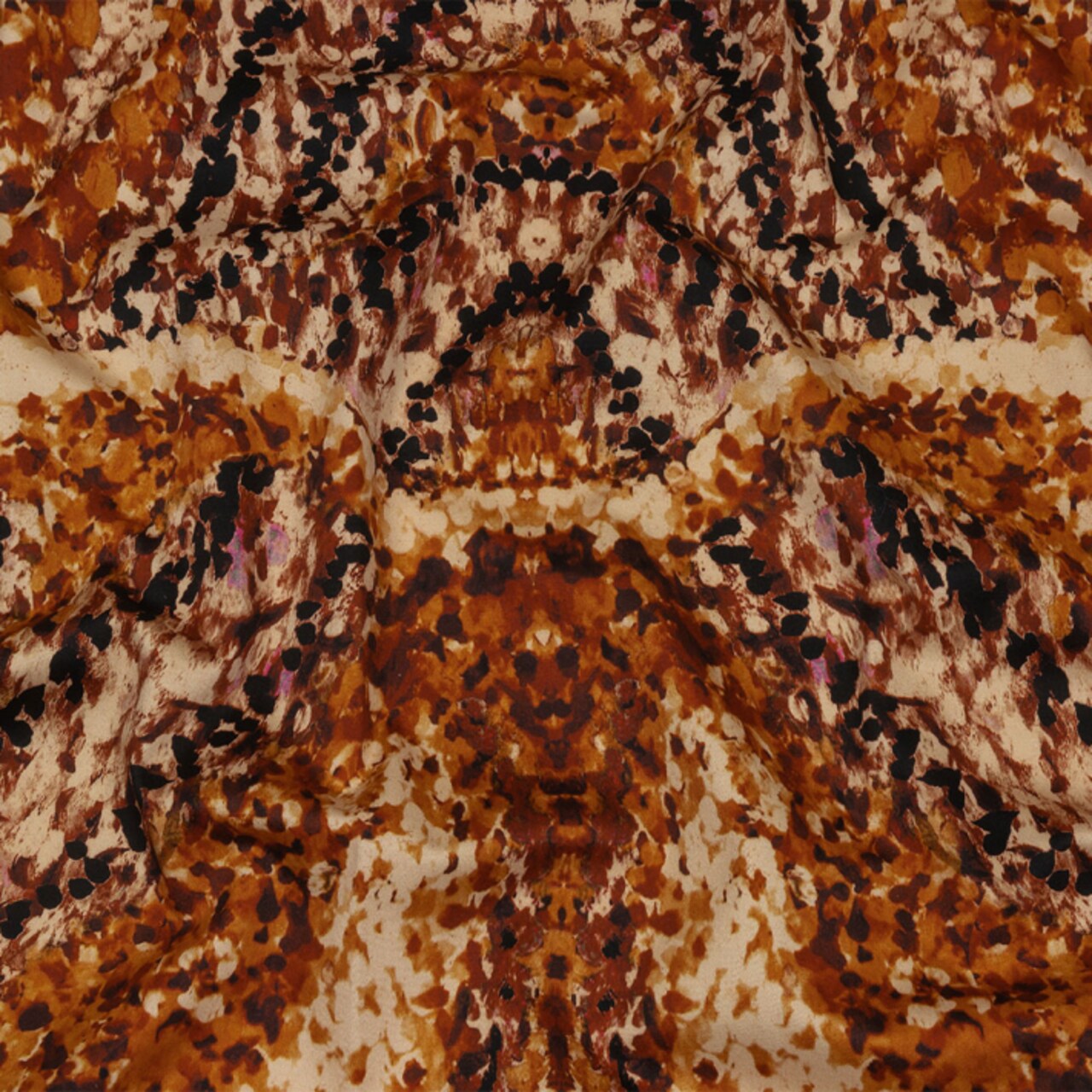 1 Yard Stretch Cotton Sateen Beige and Orange Abstract Summit Sketches Print Fabric